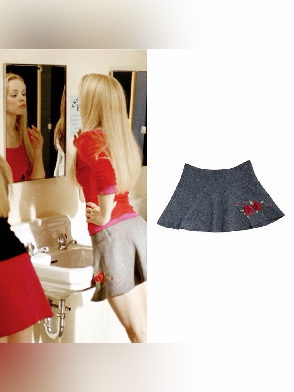 Rose Embroidered Mini Skirt As Seen On Regina George In Mean Girls